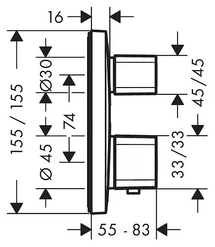 Термостат для 2 потребителей Hansgrohe Ecostat E хром 15708000 Термостат для 2 потребителей Hansgrohe Ecostat E хром 15708000