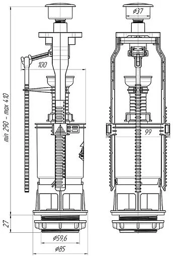 Механизм сливной для бачка штоковый Ани Пласт Эконом WC7030