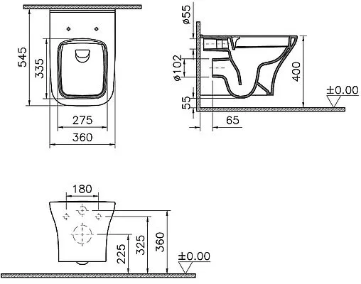 Комплект 5 в 1 VitrA Zentrum Square SmoothFlush 9875B003-7201 с кнопкой хром глянцевый Комплект 5 в 1 VitrA Zentrum Square SmoothFlush 9875B003-7201 с кнопкой хром глянцевый