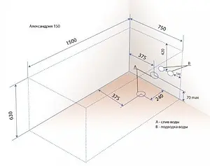 Ванна акриловая Triton Александрия 150x75 Н0000100390, 3