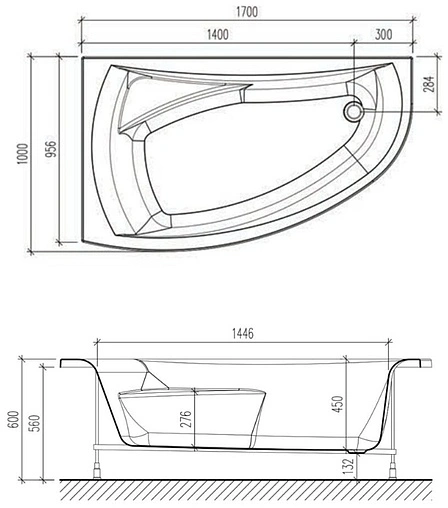 Ванна акриловая Eurolux Como 170х100 L E2170100015L Ванна акриловая Eurolux Como 170х100 L E2170100015L