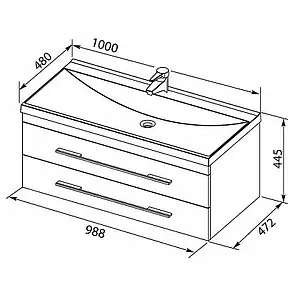 Тумба-умывальник подвесная Aquanet Нота 100 белый 00171496+00204096 Тумба-умывальник подвесная Aquanet Нота 100 белый 00171496+00204096, 2
