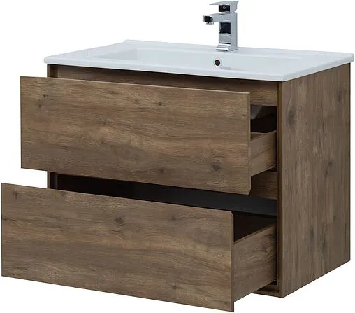 Тумба-умывальник подвесная Aquanet Милан 85 дуб рустикальный 00339968+00249690