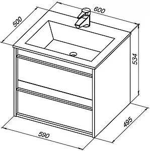 Тумба-умывальник подвесная Aquanet Lino 60 дуб веллингтон 00253910+, 2