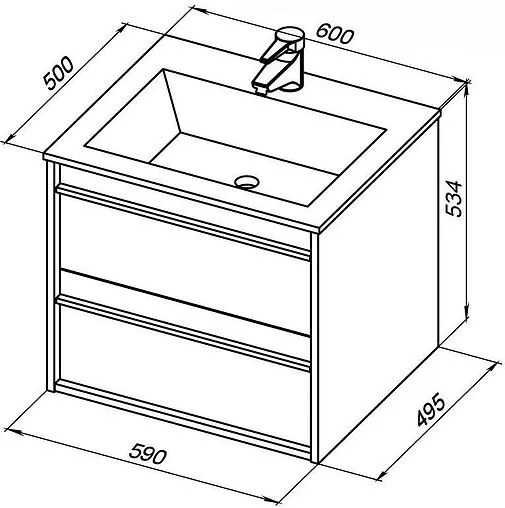 Тумба-умывальник подвесная Aquanet Lino 60 дуб веллингтон 00253910+