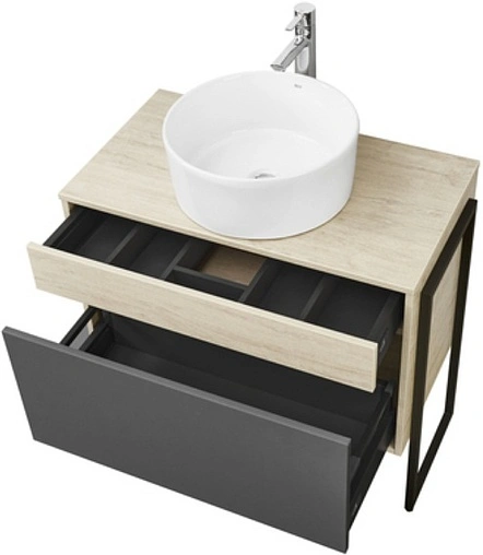 Тумба-умывальник подвесная Aquaton Лофт Урбан 80 графит/орегон 1A2476K3LQX60
