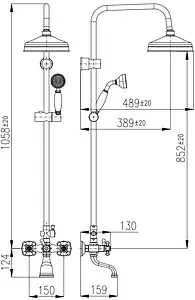 Душевая система со смесителем для ванны Rav Slezak Morava retro чёрный матовый MK159.5/3CMAT Душевая система со смесителем для ванны Rav Slezak Morava retro чёрный матовый MK159.5/3CMAT, 2