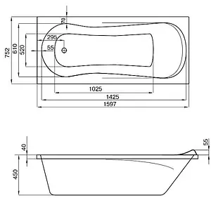 Ванна акриловая Santek Каледония 160x75 1WH302388 Ванна акриловая Santek Каледония 160x75 1WH302388, 2