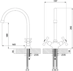 Смеситель для кухни Rossinka хром H02-72R, 2