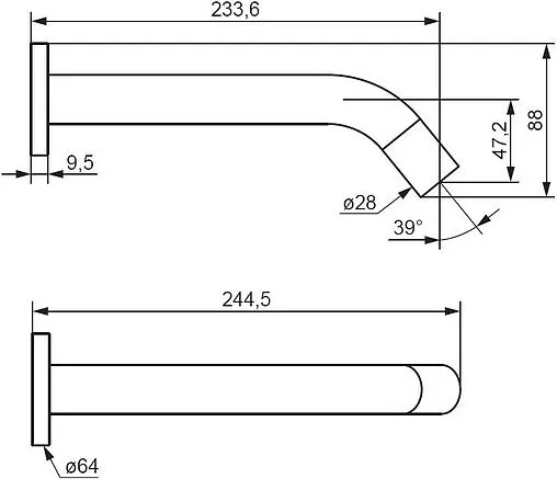 Смеситель для раковины из стены Damixa Scandinavian Pure чёрный матовый 360270300