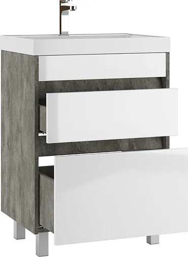 Тумба-умывальник напольный Домино Karlo 60 белый/бетон DK5314T+4627173210164