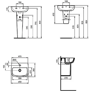 Раковина Ideal Standard Esedra 45 белый T281101 Раковина Ideal Standard Esedra 45 белый T281101, 2