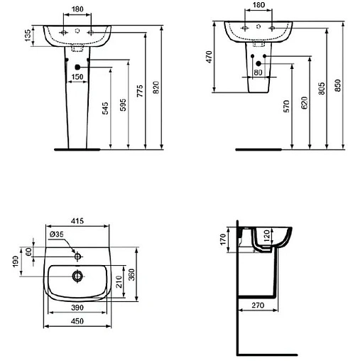Раковина Ideal Standard Esedra 45 белый T281101