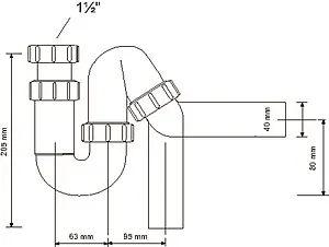 Сифон трубный для мойки Mc Alpine MRSK12 Сифон трубный для мойки Mc Alpine MRSK12, 2