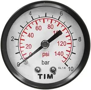 Манометр аксиальный TIM 50мм 10 бар ¼&quot; Y-50T-10, 1