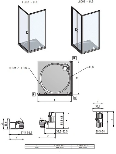 Боковая стенка 1000мм прозрачное стекло Roltechnik Lega Line LLB/1000 553-1000000-00-02