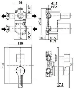 Смеситель для ванны скрытого монтажа Paffoni Ringo чёрный матовый RIN018NO/M Смеситель для ванны скрытого монтажа Paffoni Ringo чёрный матовый RIN018NO/M, 2