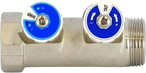 Коллектор регулирующий проходной 2 отвода 1&quot;в/н x ¾&quot;ек Uni-fitt 406N4320