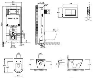 Комплект 5 в 1 Jacob Delafon Rodin+ E21749RU-00 с кнопкой E20858-CP хром глянцевый, 2