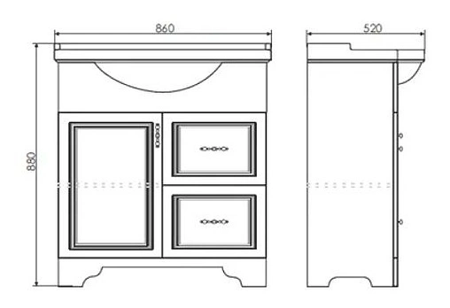 Тумба-умывальник напольная Comforty Севилья 85 слоновая кость