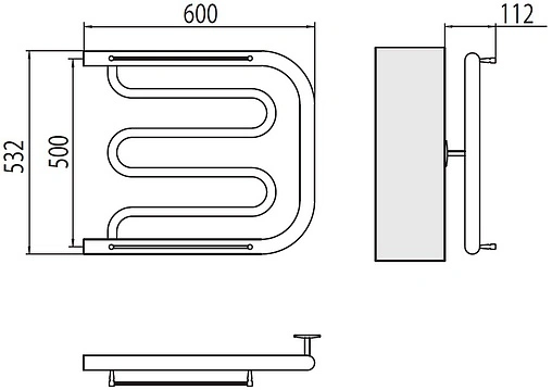 Полотенцесушитель водяной Terminus Фокстрот 1&quot; БШ 500х600 полированная сталь 4620768881046
