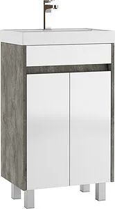 Тумба-умывальник напольный Домино Karlo 50 белый/бетон DK5308T+4627173210157 Тумба-умывальник напольный Домино Karlo 50 белый/бетон DK5308T+4627173210157, 1