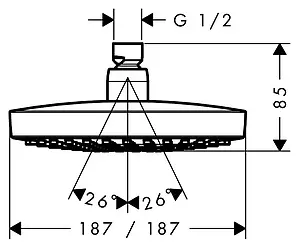 Лейка верхнего душа Hansgrohe Croma Select E 180 2jet хром 26524000 Лейка верхнего душа Hansgrohe Croma Select E 180 2jet хром 26524000, 2