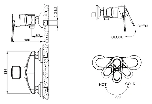 Смеситель для душа Bravat Loop хром F9124182CP-01-RUS