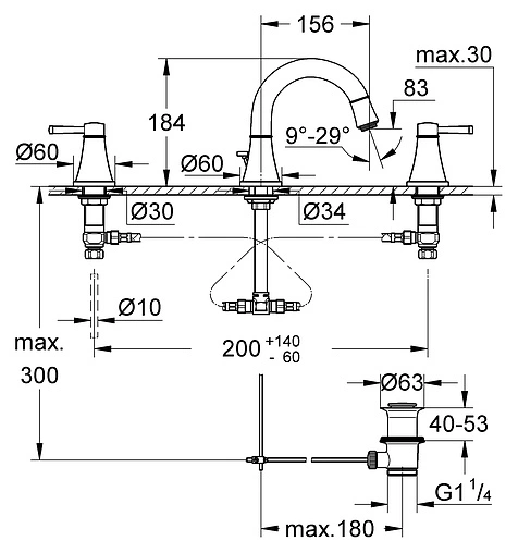 Смеситель для раковины Grohe Grandera хром/золото 20417IG0