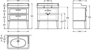 Тумба-умывальник напольная Kerama Marazzi Pompei 80 белый PO.N.80.2\WHT+PO.wb.80 Тумба-умывальник напольная Kerama Marazzi Pompei 80 белый PO.N.80.2\WHT+PO.wb.80, 2