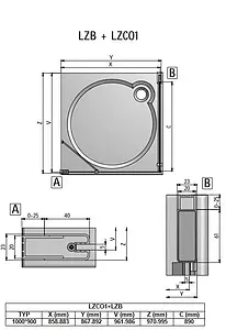 Душевое ограждение 1000x900мм прозрачное стекло Roltechnik Lega Lift Line LZCO1+LZB/1000*900 227-1000000-00-02+228-9000000-00-02, 2