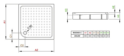 Поддон для душа Radaway Rodos C800 4K88155-04