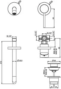 Смеситель для раковины из стены Gattoni Circle Two золото 9137/91SG, 2