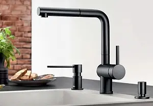 Смеситель для кухни с выдвижным изливом Blanco Linus-S чёрный матовый 525807 Смеситель для кухни с выдвижным изливом Blanco Linus-S чёрный матовый 525807, 4