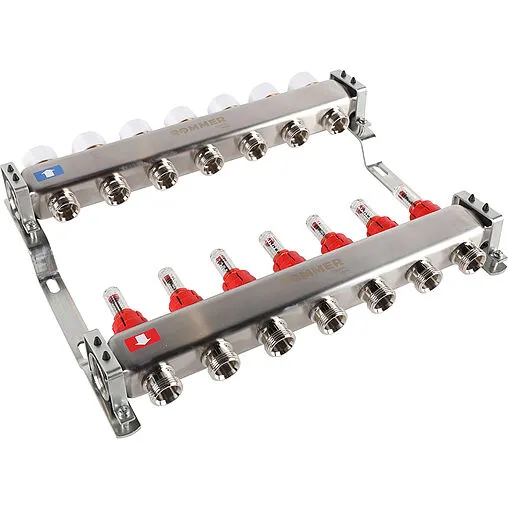 Группа коллекторная с расходомерами 7 отводов 1&quot;в/в x ¾&quot;ек Rommer RMS-1200-000007