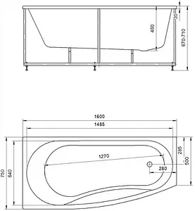 Ванна акриловая Aquatek Пандора 160х75 L с каркасом (разборный) PAN160-0000078 Ванна акриловая Aquatek Пандора 160х75 L с каркасом (разборный) PAN160-0000078, 2