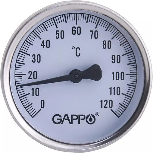 Термометр биметаллический Gappo 63мм 120°С гильза 50мм ½&quot; G1474