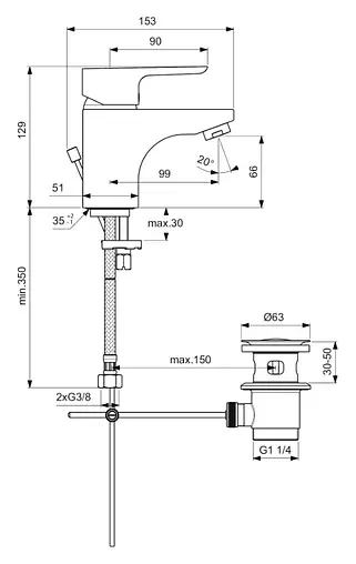 Смеситель для раковины Ideal Standard Ceraplan III хром B0700AA