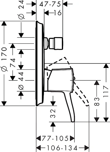 Смеситель для ванны скрытого монтажа Hansgrohe Metropol Classic хром/золото 31345090