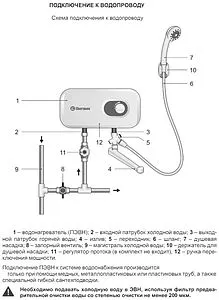 Водонагреватель проточный электрический Thermex Lanza 3500 белый/красный 211041, 4
