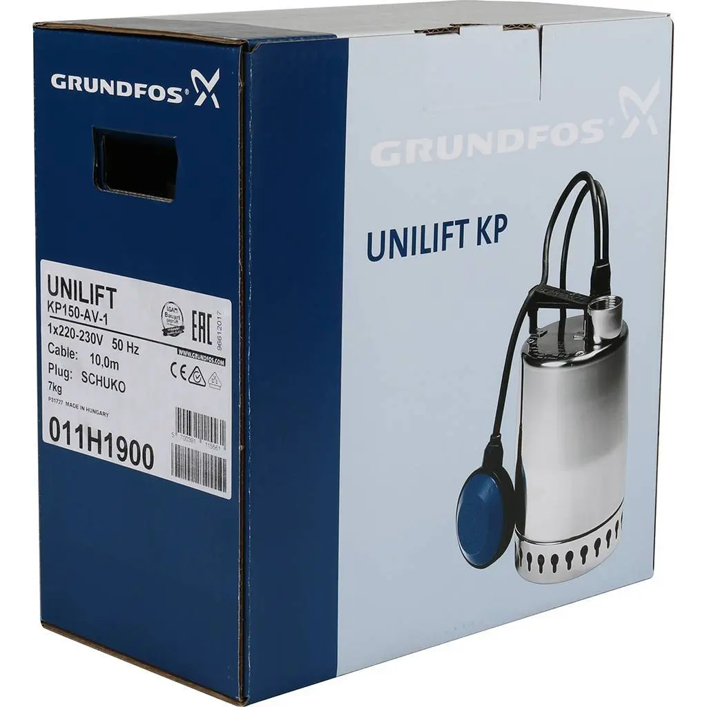 Насос дренажный Q=8.5м³/ч H=5.5м Grundfos UNILIFT KP 150-AV1 011H1900 Насос дренажный Q=8.5м³/ч H=5.5м Grundfos UNILIFT KP 150-AV1 011H1900, 5