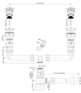 Сифон бутылочный для двойной мойки Mc Alpine MRSK5 Сифон бутылочный для двойной мойки Mc Alpine MRSK5, 2
