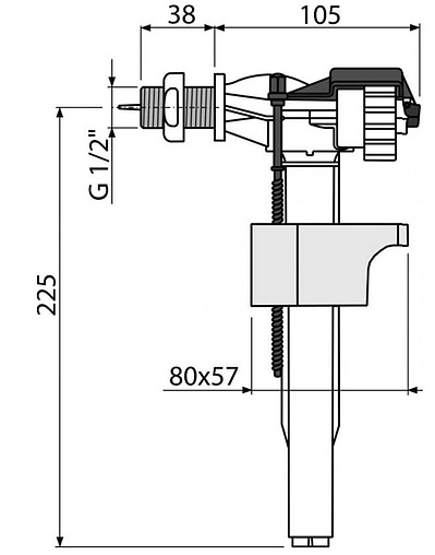 Заливной клапан для бачка ½&quot; латунь боковой AlcaPlast A16-½&quot;