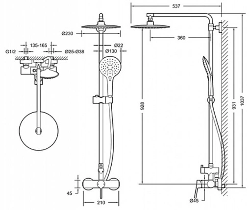 Душевая система со смесителем для душа Bravat Palace хром F9172217CP-A-RUS