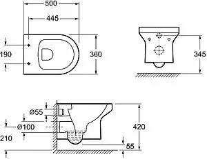 Комплект 6 в 1 Jacob Delafon Elite E21743RU-BL с кнопкой E36496-BL черный матовый, 4