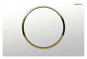 Клавиша смыва для унитаза Geberit Sigma 10 115.758.KK.5 кнопка/белый глянцевый, кольцо/золото Клавиша смыва для унитаза Geberit Sigma 10 115.758.KK.5 кнопка/белый глянцевый, кольцо/золото, 1