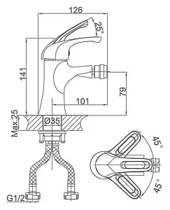 Смеситель для биде D&K Eucharius Rhein хром DA1372201 Смеситель для биде D&K Eucharius Rhein хром DA1372201, 2