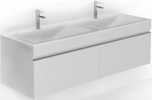 Тумба-умывальник подвесная Raval Twins (Pulsus) 140 белый Pul.01.140/P/W+Pul.08.140/W