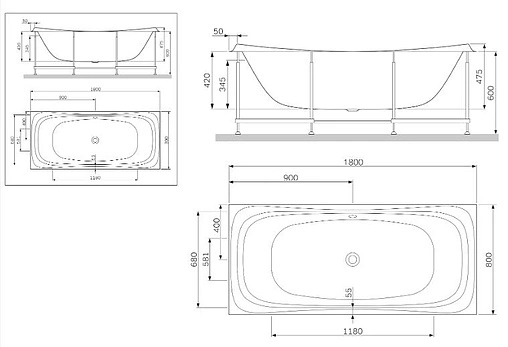 Панель для ванны фронтальная Am.Pm Sensation 180 белый W30A-180-080W-P