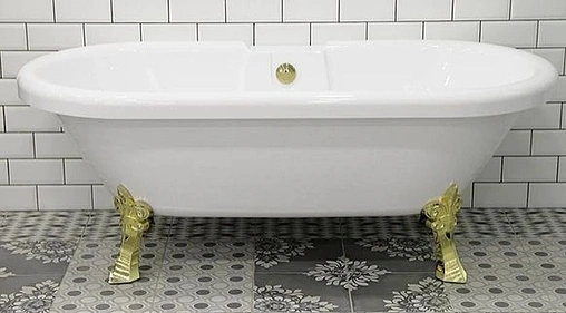 Ванна акриловая отдельностоящая Radomir Леонесса 175х80 на ножках &quot;лилия&quot; золото/перламутр 1-01-3-0-9-138П
